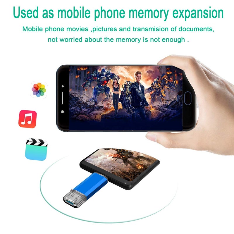 KALSAN 32GB USB Flash Drive, Type C Dual USB Disk(USB-A 3.0/Type C 3.0), High Speed Thumb Drive USB Pen Stick for Type C Smartphones, Tablets, PC, New MacBook-Blue - Image 3
